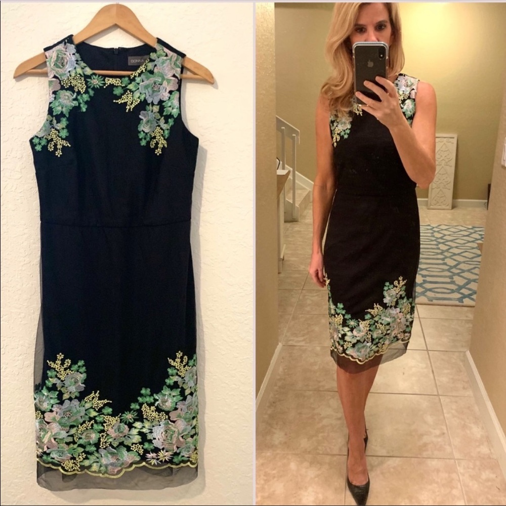 Donna Ricco Dress 🌸 Black with Embroidered Design